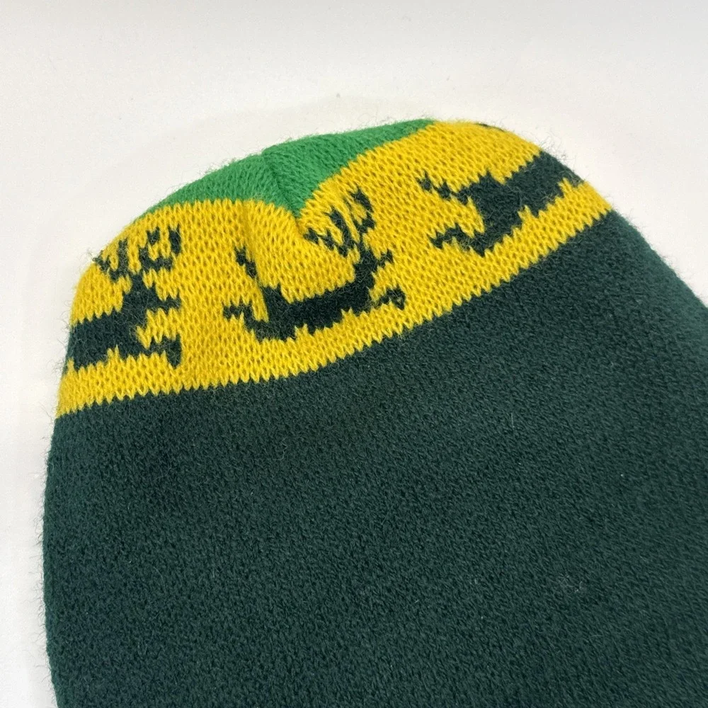 Vintage Face Mask Balaclava Green Patterned Knit Winter Hunting Deer Mask 3 Hole